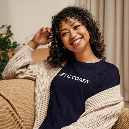 Lift and Coast F1 Racing Women's Relaxed T-Shirt in Navy Blue