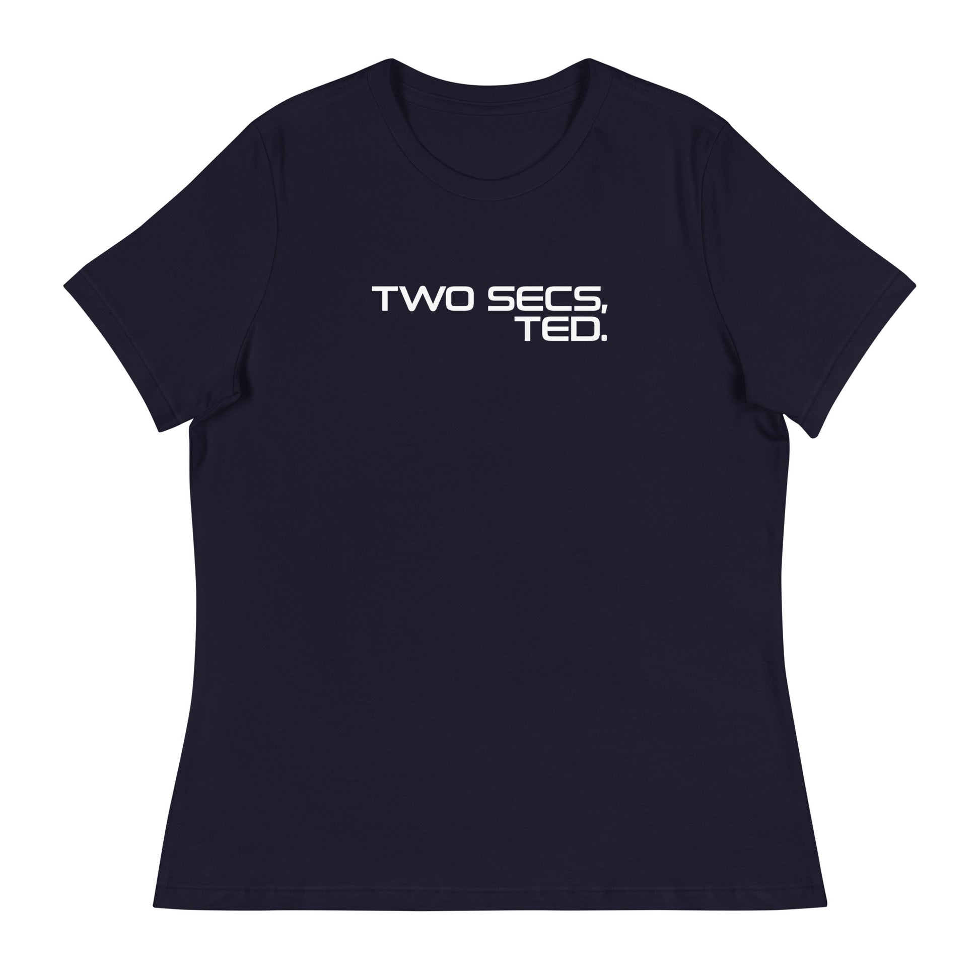 Two Secs Ted Stacked F1 Racing Women's Relaxed T-Shirt in Navy Blue