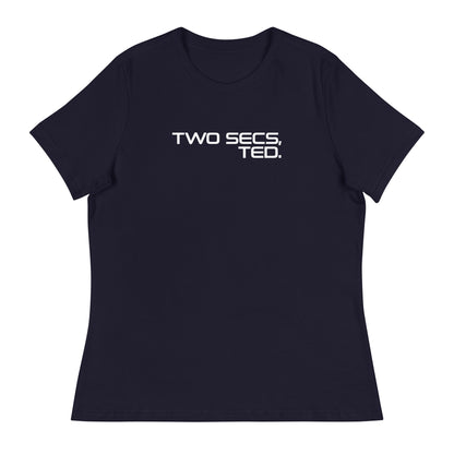 Two Secs Ted Stacked F1 Racing Women's Relaxed T-Shirt in Navy Blue