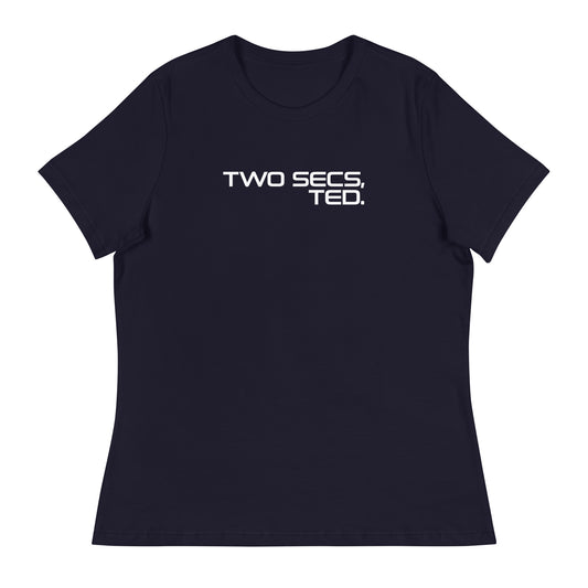 Two Secs Ted Stacked F1 Racing Women's Relaxed T-Shirt in Navy Blue
