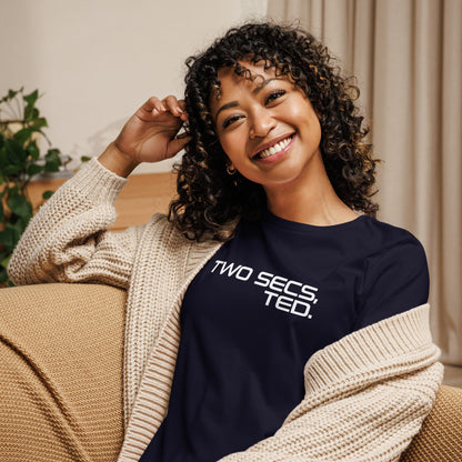 Two Secs Ted Stacked F1 Racing Women's Relaxed T-Shirt in Navy Blue
