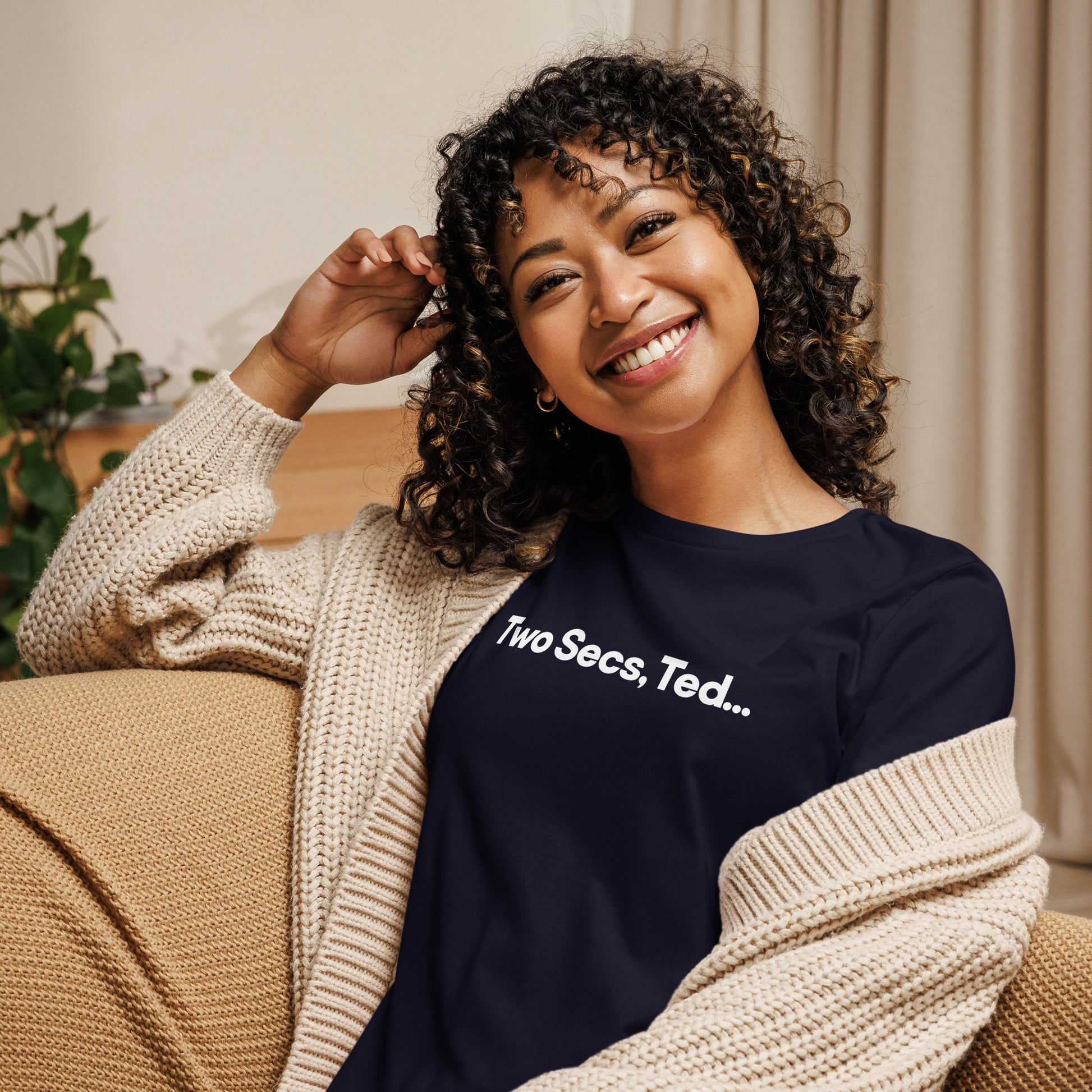 Two Secs Ted F1 Racing Women's Relaxed T-Shirt in Navy Blue
