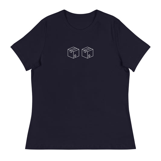 Box Box F1 Graphic Women's Relaxed T-Shirt in Navy Blue