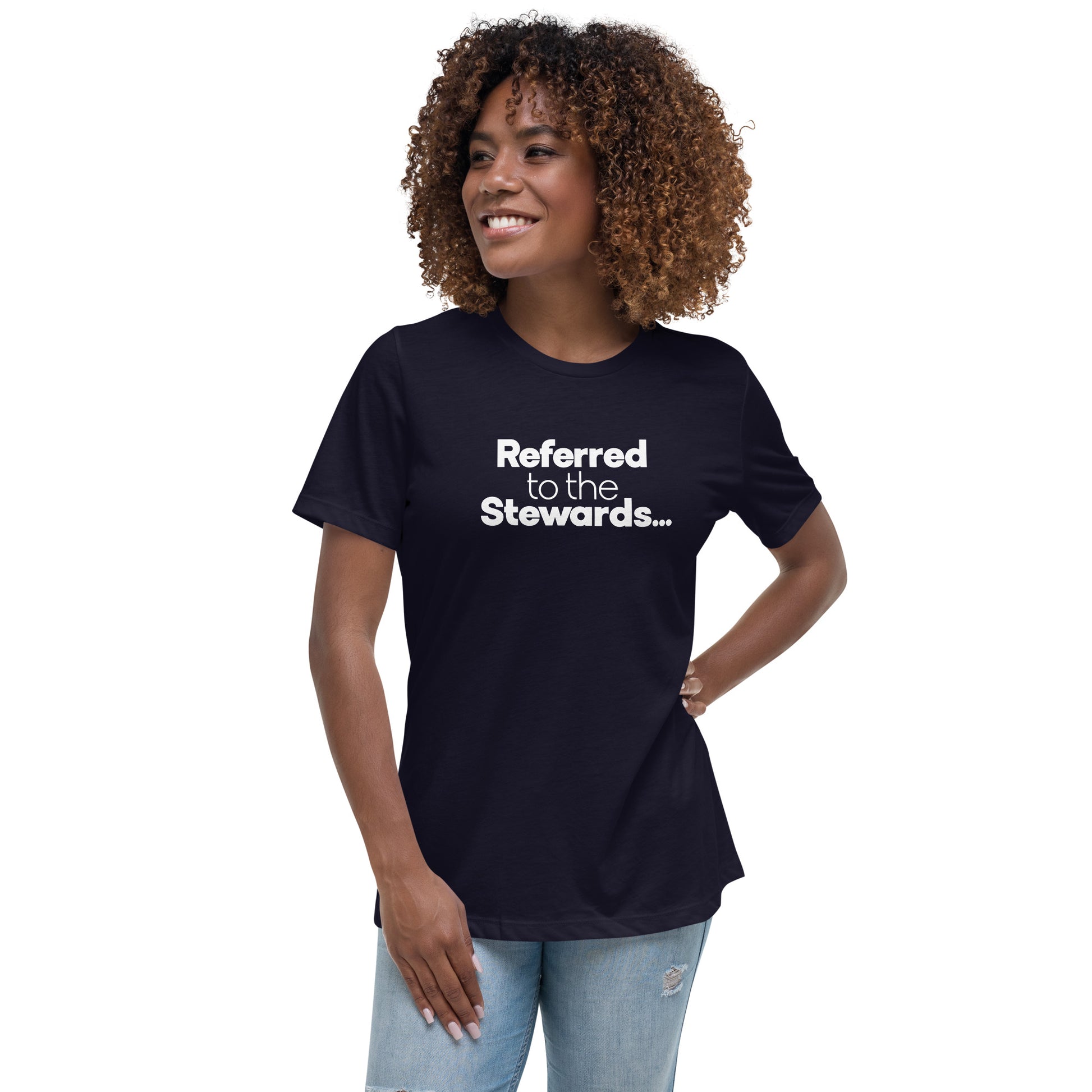 Referred to the Stewards Women's Relaxed T-Shirt in Navy Blue