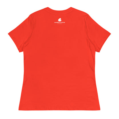 Box Box Text F1 Racing Women's Relaxed T-Shirt in Poppy Red