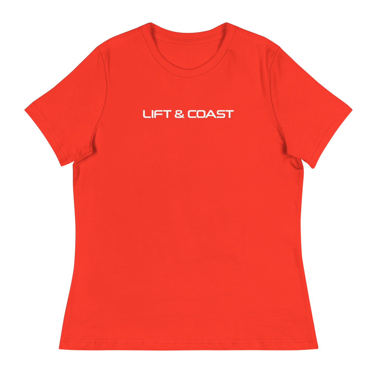 Lift and Coast F1 Racing Women's Relaxed T-Shirt in Poppy Red