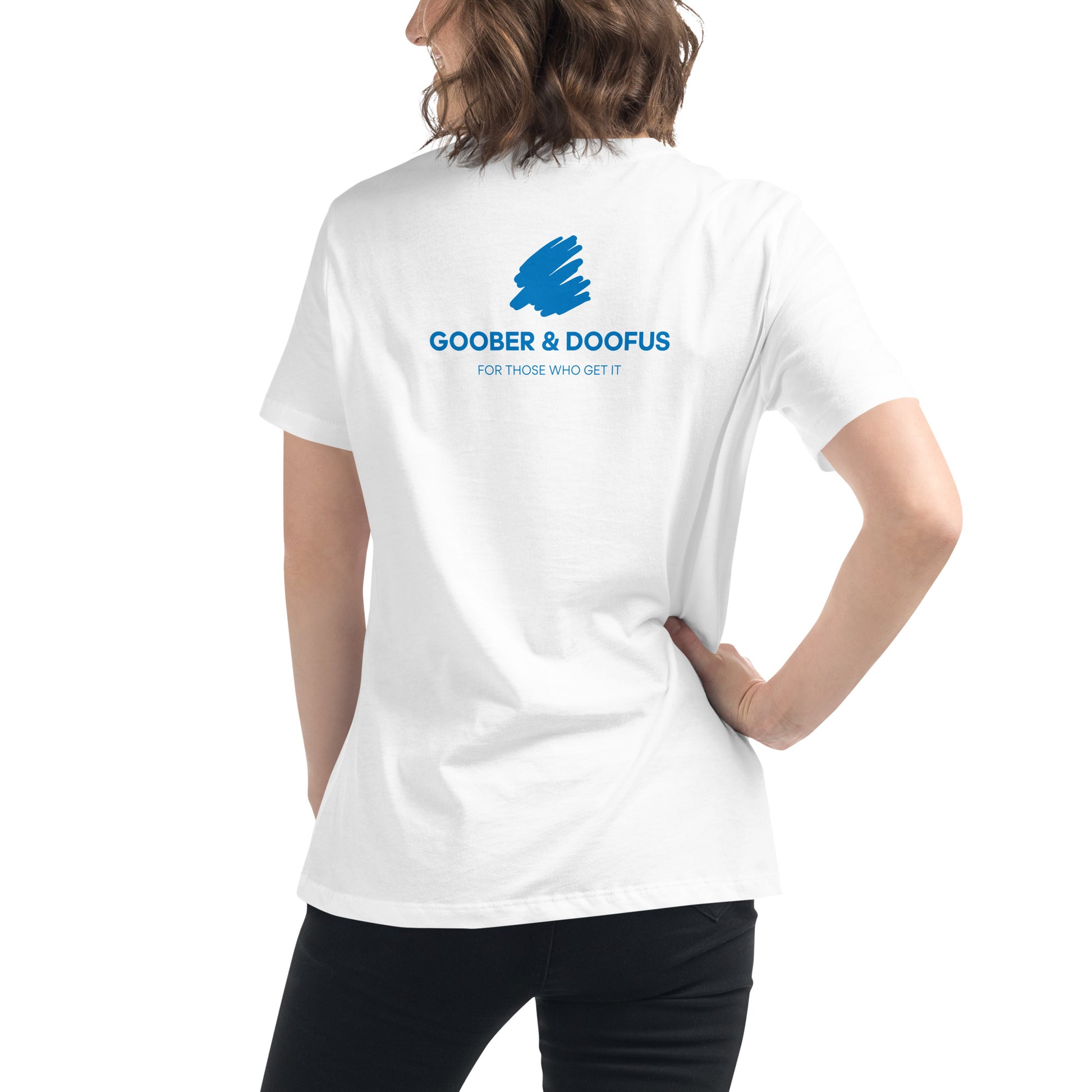 Goober & Doofus Logo Branded T-Shirt - Women's Relaxed Fit in White