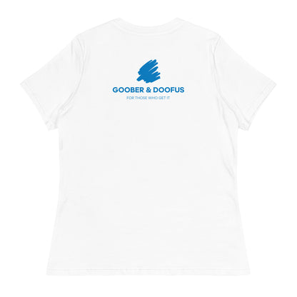 Goober & Doofus Logo Branded T-Shirt - Women's Relaxed Fit in White