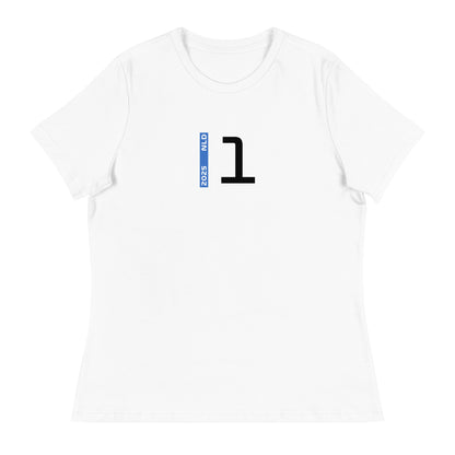 #1 F1 Driver Max Verstappen Women's Relaxed T-Shirt in White