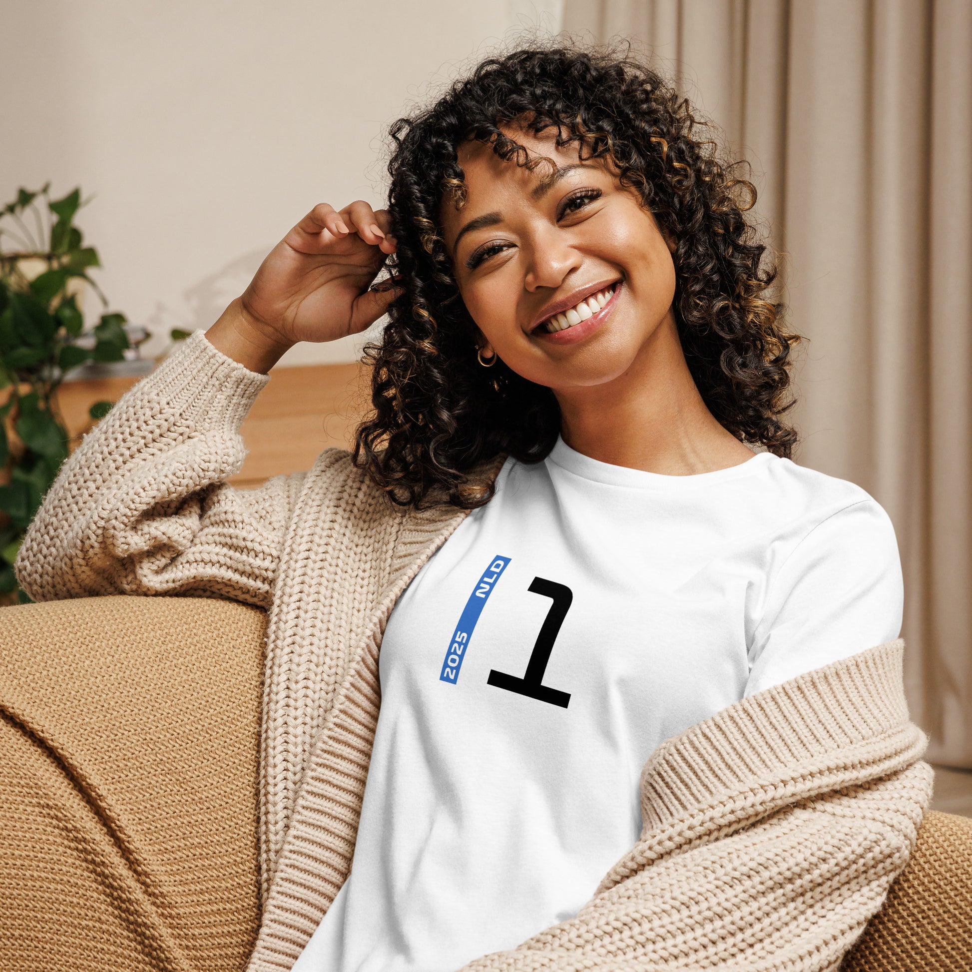 #1 F1 Driver Max Verstappen Women's Relaxed T-Shirt in White