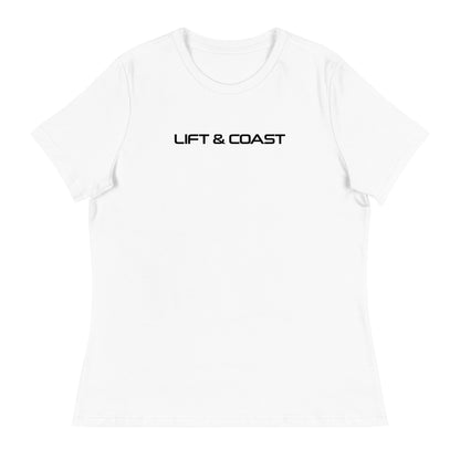 Lift and Coast F1 Racing Women's Relaxed T-Shirt in White
