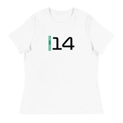 #14 F1 Driver Fernando Alonso Women's Relaxed T-Shirt in White