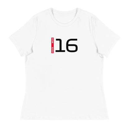 #16 F1 Driver Charles Leclerc Women's Relaxed T-Shirt in White