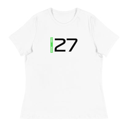 #27 F1 Driver Nico Hulkenberg Women's Relaxed T-Shirt in White