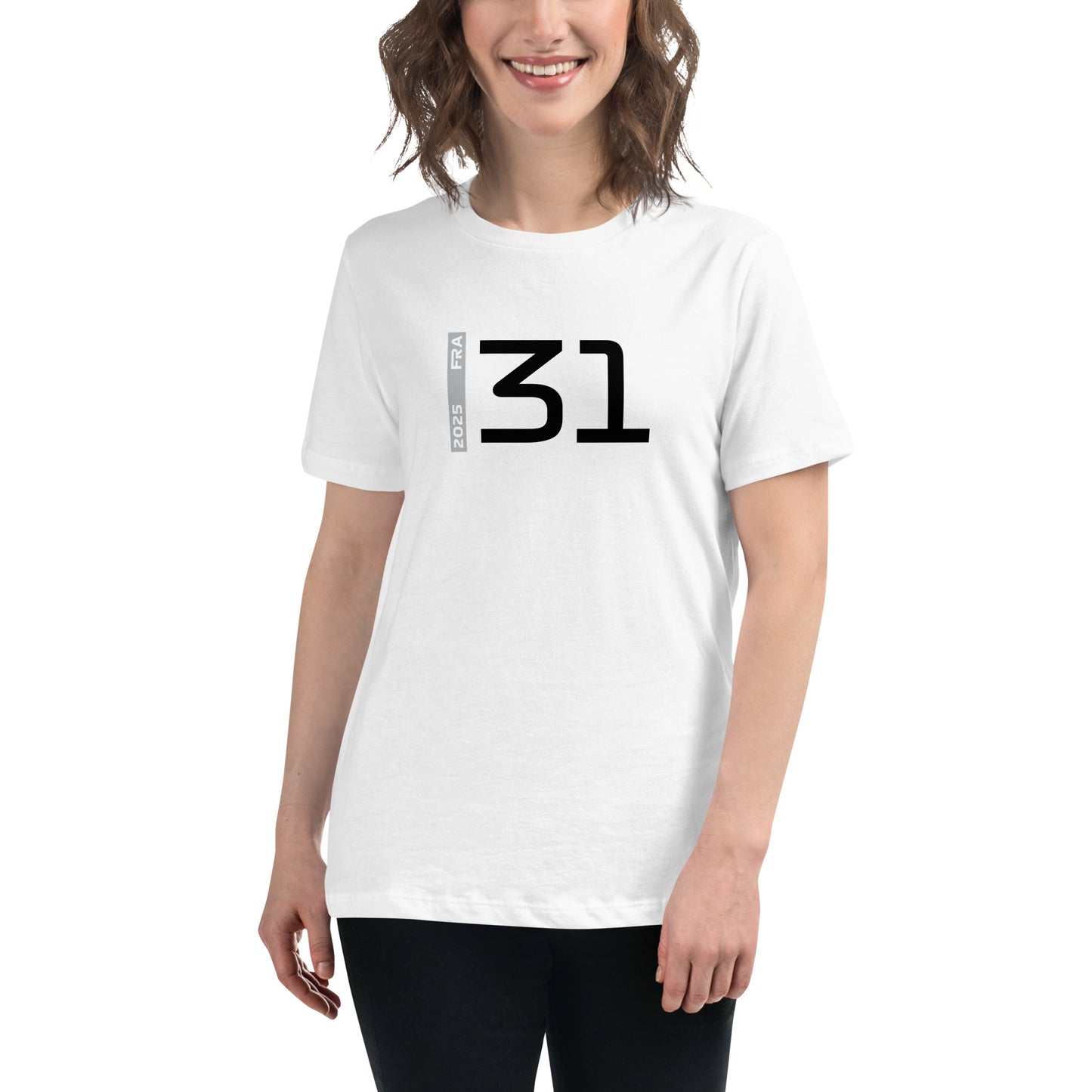 #31 F1 Driver Esteban Ocon Women's Relaxed T-Shirt in White