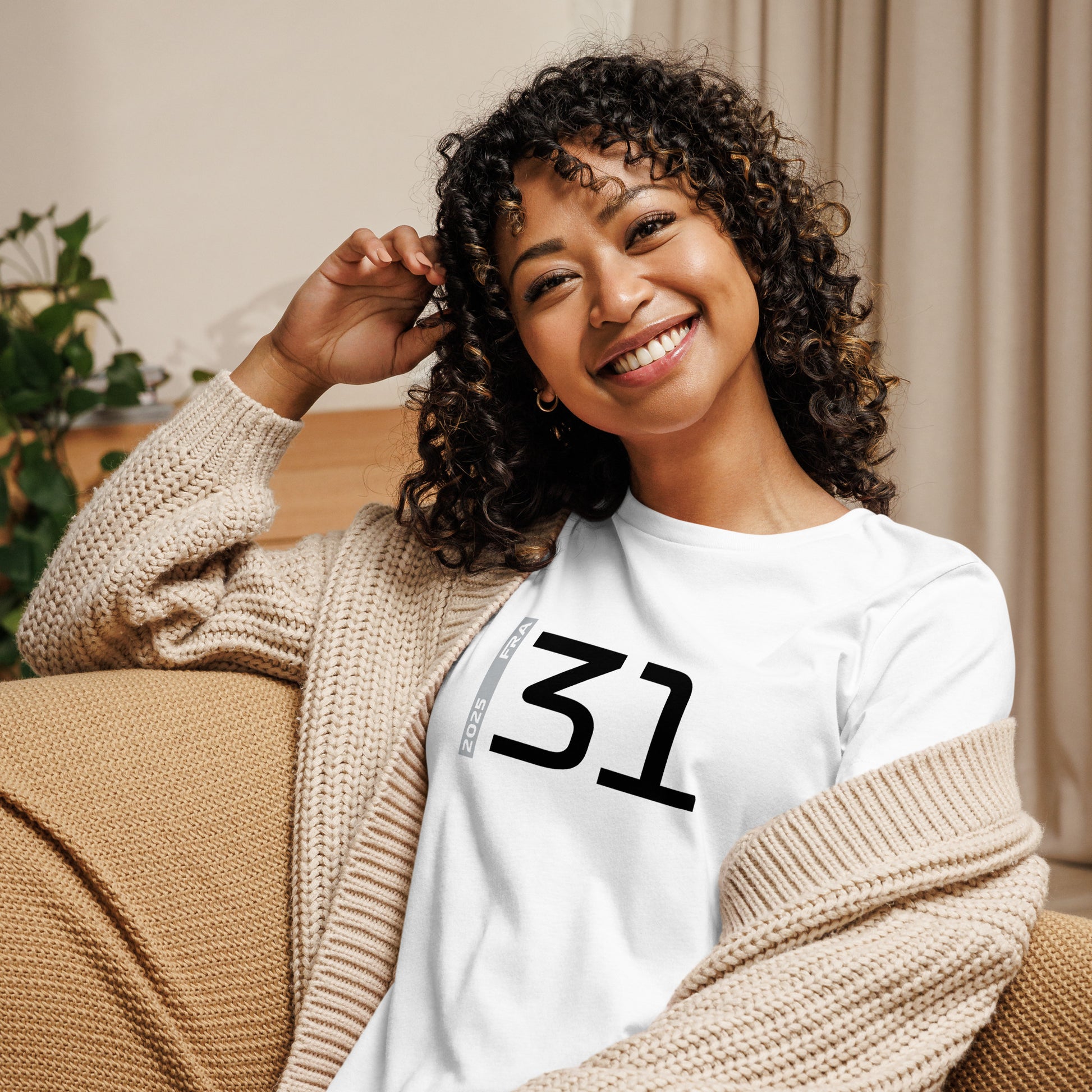 #31 F1 Driver Esteban Ocon Women's Relaxed T-Shirt in White