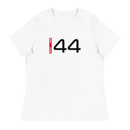 #44 F1 Driver Lewis Hamilton Women's Relaxed T-Shirt in White