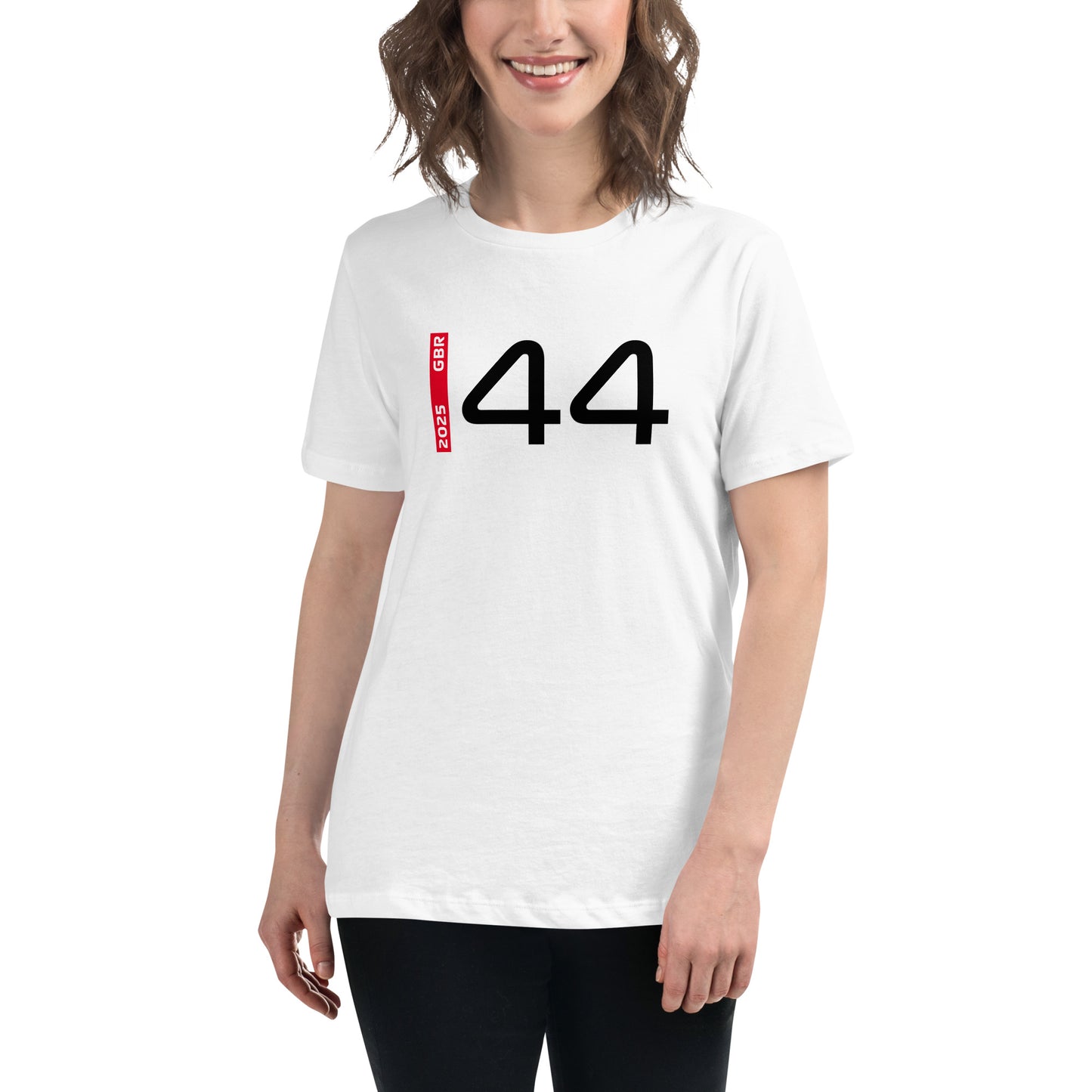 #44 F1 Driver Lewis Hamilton Women's Relaxed T-Shirt in White