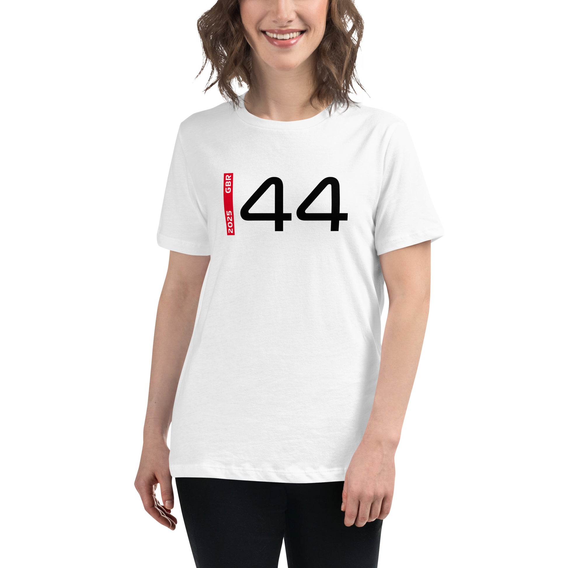 #44 F1 Driver Lewis Hamilton Women's Relaxed T-Shirt in White