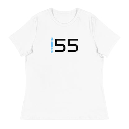 #55 F1 Driver Carlos Sainz Women's Relaxed T-Shirt in White