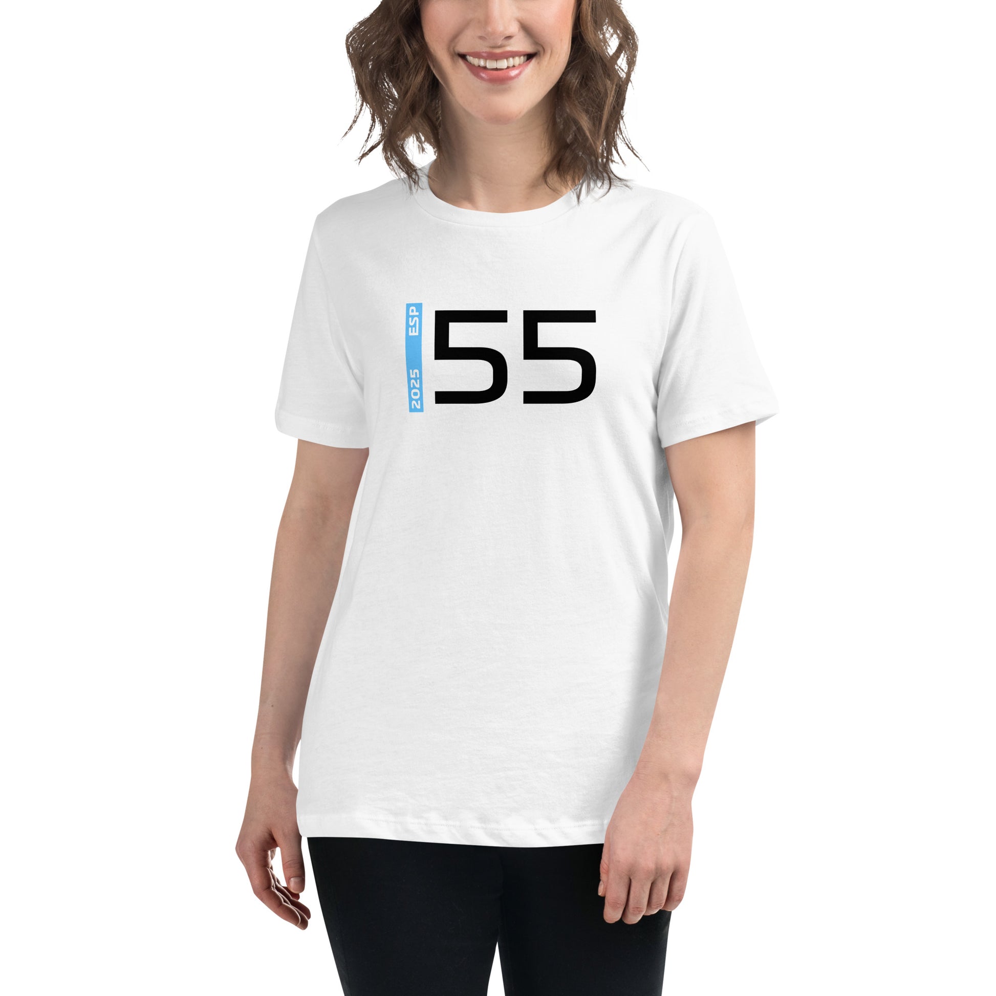 #55 F1 Driver Carlos Sainz Women's Relaxed T-Shirt in White