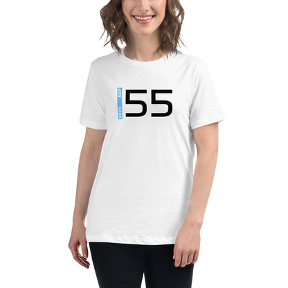 #55 F1 Driver Carlos Sainz Women's Relaxed T-Shirt in White