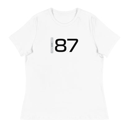 #87 F1 Driver Ollie Bearman Women's Relaxed T-Shirt in White