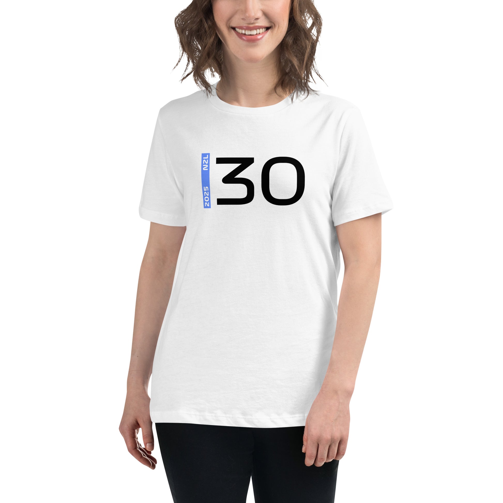 #30 F1 Driver Liam Lawson Women's Relaxed T-Shirt in White